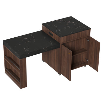 78.8'' Rolling Kitchen Island With 3-Stage Extendable Dining Table (Seats 6-8),Built-In Power Outlet, Ample Storage Drawers & Cabinets,Mobile On Wheels - High-Density MDF,Easy Assembly(Walnut)