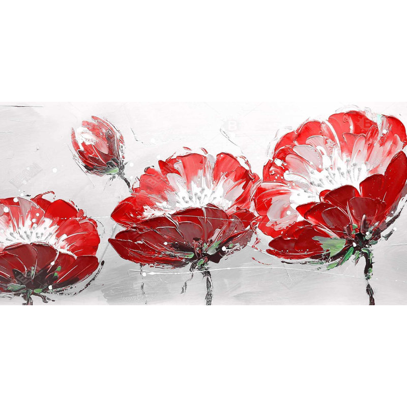 Fleurs sauvages sur fond gris - Toile blanche