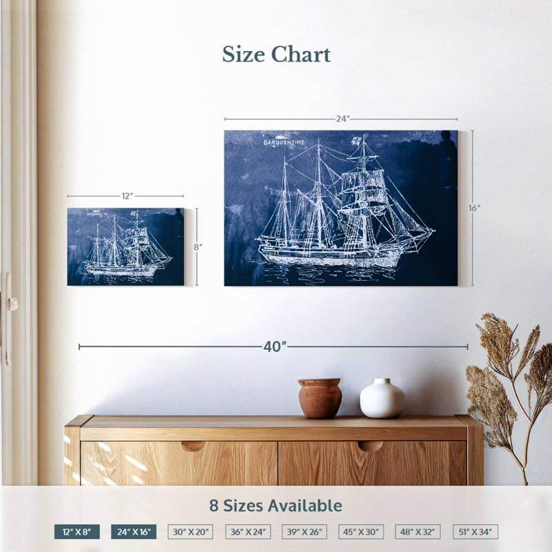 Mehar Sailing Ships III Indigo, 16" H x 24" W