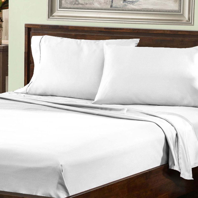 Superior Cotton Blend 800 Thread Count Solid Deep Pocket Bed Sheet Set, White, Split King Sheet Set with 2 Pillowcases