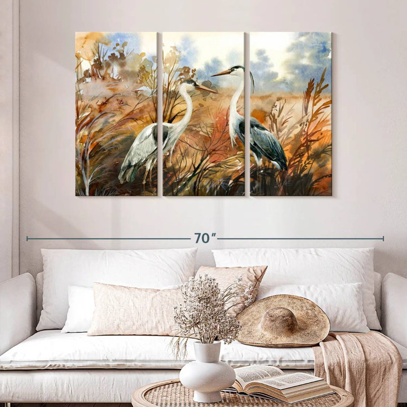 Brampt Watercolor Herons, 32" H x 50" W