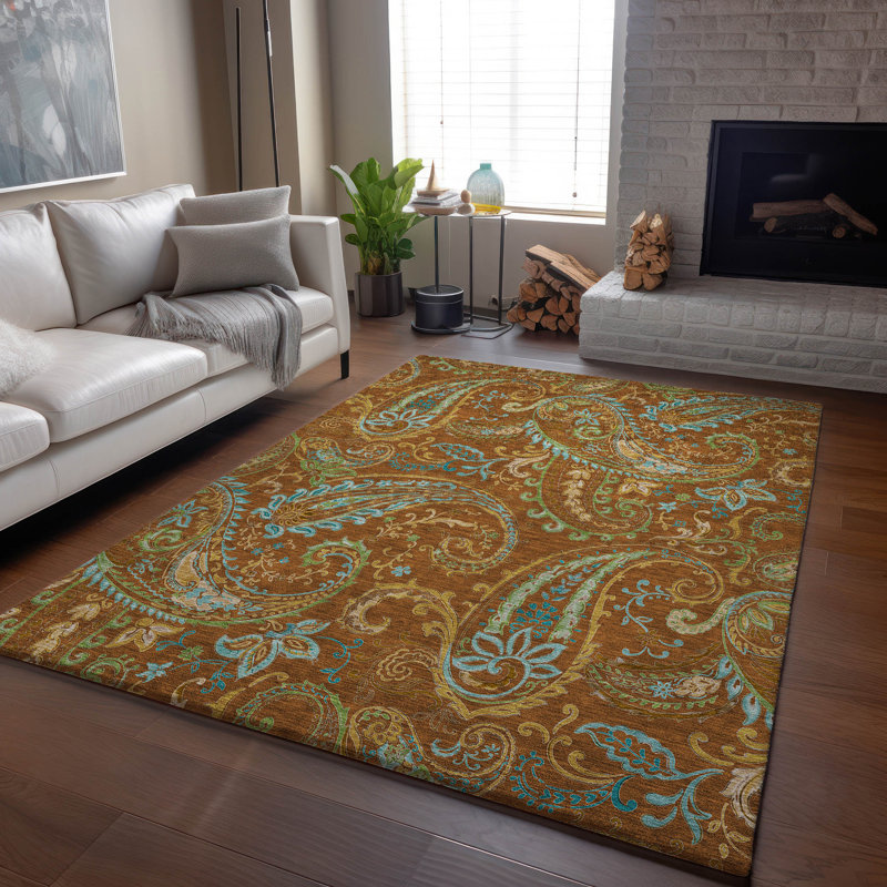 Premium Machine Washable Cerrito AMF533 Paprika Rug, Rectangle 2'6" x 3'10"