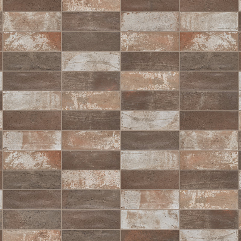 Kings Mud 8" x 16" Ceramic Vintage Subway Wall Tile, Brown