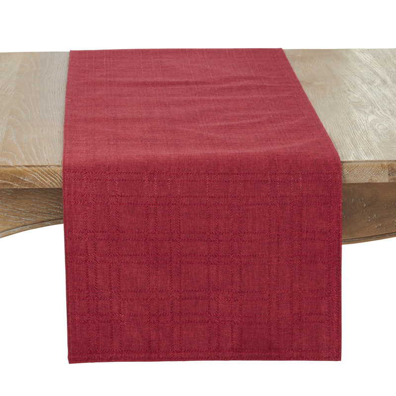 Refined Stitched Plaid Table Runner, 16" W x 108" L