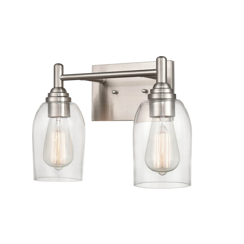 2 lumières 13,13 po Éclairage pour meuble-lavabo en nickel brossé, Nickel brossé