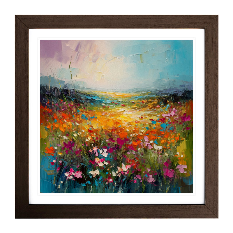 Meadow Palette Knife Painting No.3 - Framed Print, Walnut