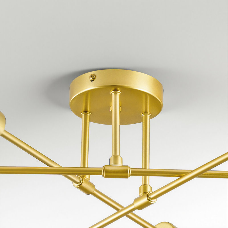 Lustre spoutnik réglable à 6 lumières pour salle à manger, Doré
