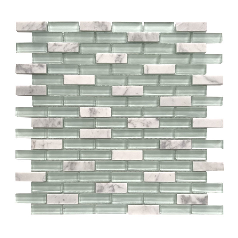 Roma 0.5'' x 2" Glass/Marble Mosaic Floor & Wall Tile, White
