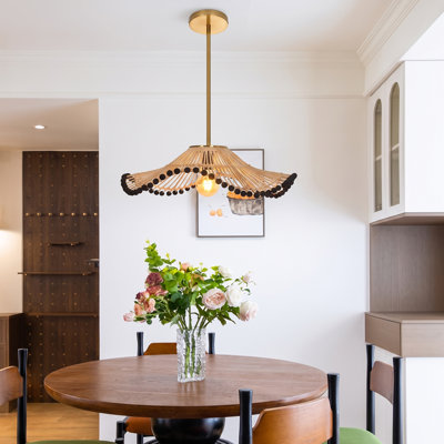 Modern Boho Handwoven Rattan Pendant Light for Dining Room Living Room