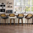 Tabouret de bar pivotant en similicuir avec cadre en bois massif pour îlot de cuisine (ensemble de 4)