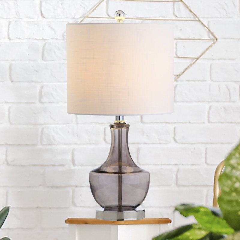 Alper 20" Mini Glass LED Table Lamp, Smoking Gray