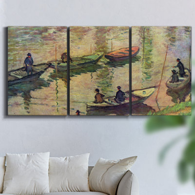 Le pont japonais (L'eau encadrée sur toile, ensemble de 3 pièces)