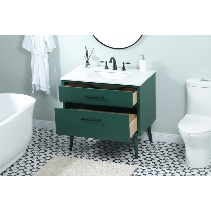 Mercury Row® Burkley 36'' Single Bathroom Vanity with Engineered Marble ...