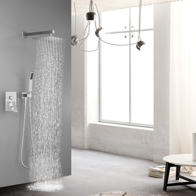 Brushed Nickel Wall Mounted Bathroom Shower System With 9.8â High-Pressure Rainfall Shower Head, Handheld Shower Bathroom Rain Mixer Shower Combo Se -  MODLAND, MDSS98062VK