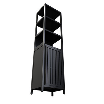BLACK  Storage Tall Slim Cabinet With Shutter Door And 3 Tier Shelves
