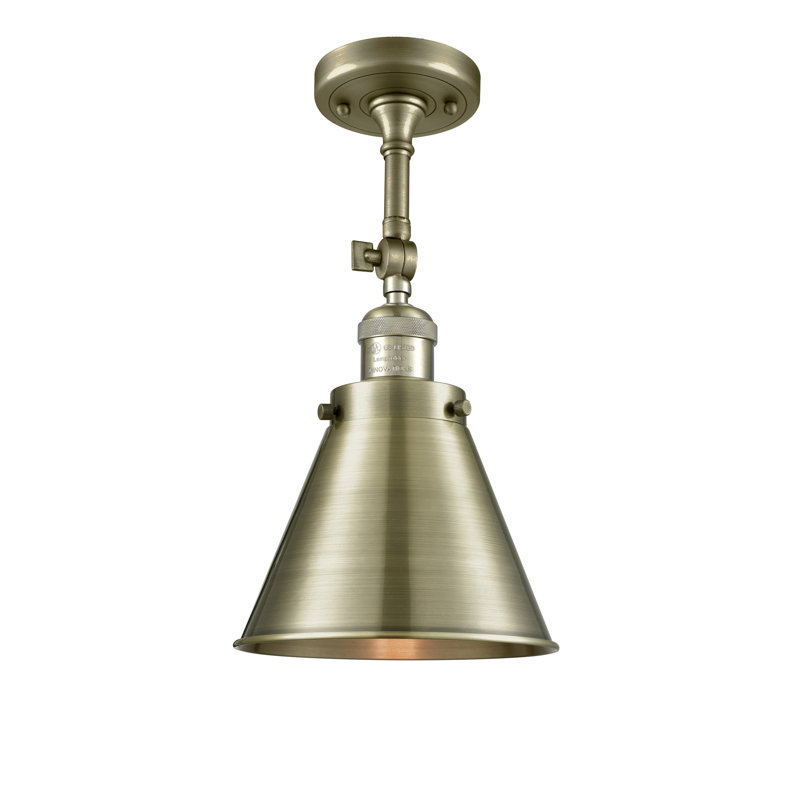 Donovan Semi Flush Mount, Antique Brass, 3.5 Watt Vintage LED Bulb