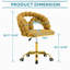 Chaise de coiffeuse moderne en velours avec roulettes, chaise de maquillage pivotante et réglable avec dossier à bulles et base en métal doré-240874148