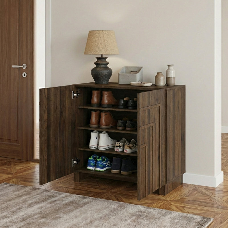 Armoire de rangement pour chaussures avec portes à étages 32 po Ann, Noyer