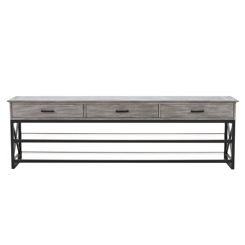 Majeski Unfinished TV Stand for TVs up to 88", Whitewash Gray