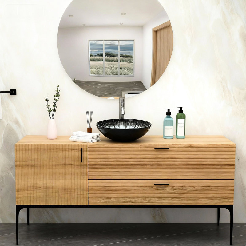 Vasque en verre trempé craquelé artistique pour salle de bain, bonde escamotable, couleur grise, bords arrondis et lisses, montage et nettoyage faciles, convient à plusieurs pièces.