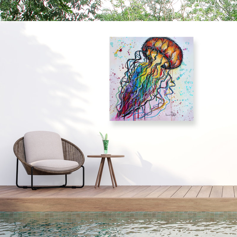 Toile pour l'extérieur Karrie Evenson Jellyfish, H 14 po x l 14 po