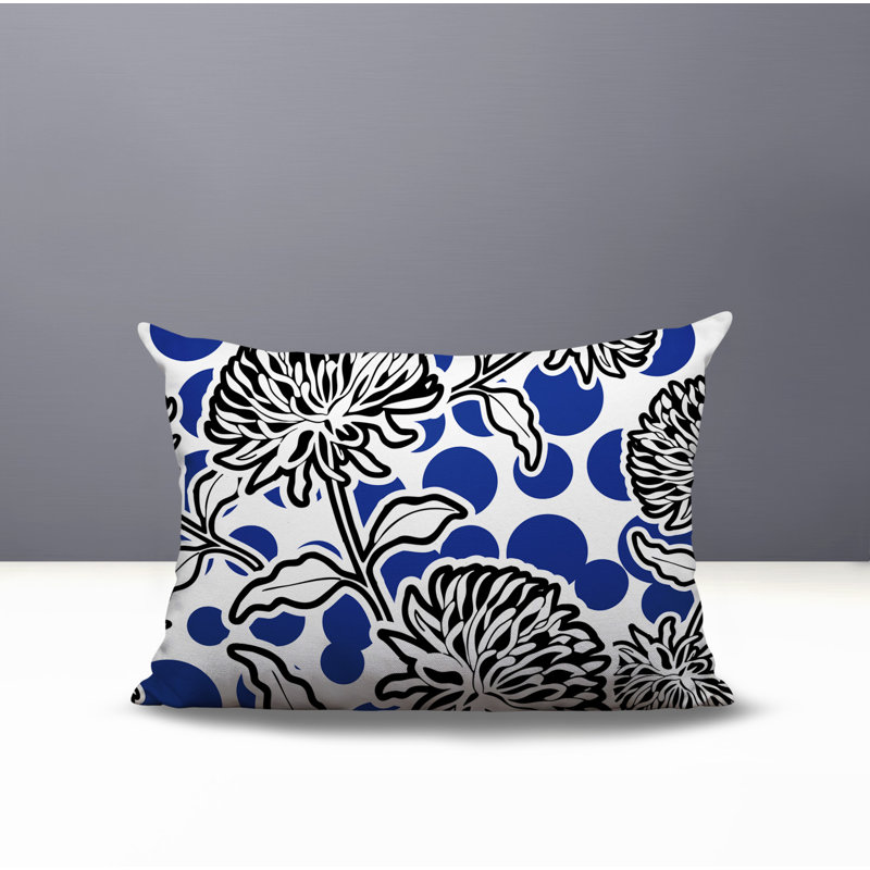 Oreiller rectangulaire réversible intérieur / extérieur Jae, Marine, Rectangle H 18 po x l 25 po
