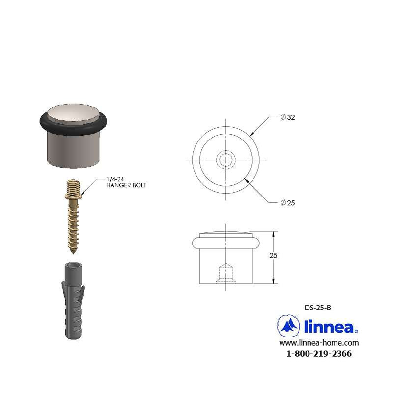 Stainless Steel Floor Mount Stop, Satin Stainless Steel