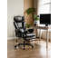Chaise de bureau inclinable en cuir à haut dossier avec repose-pieds et support lombaire ergonomique avec hauteur réglable et appui-tête pour bureau à domicile noir