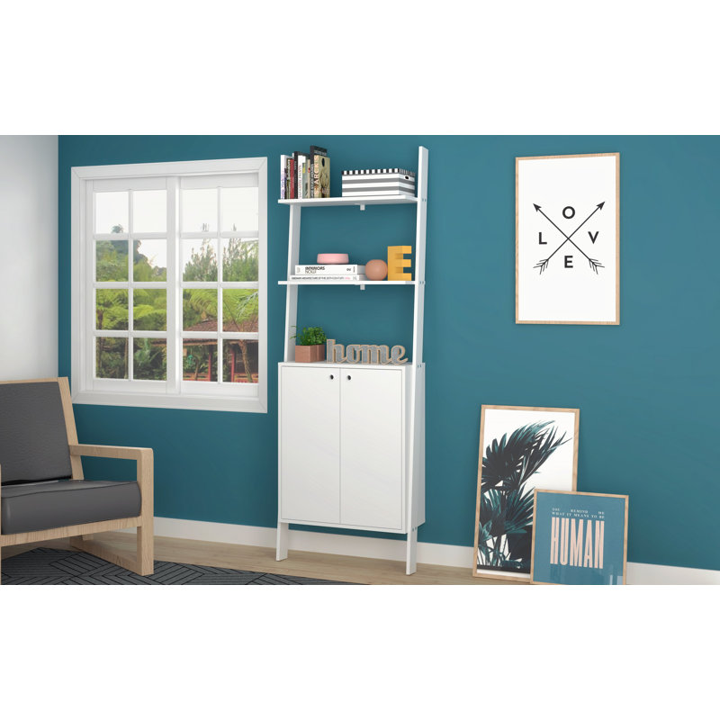 Anikin Ladder Storage Bookcase, White