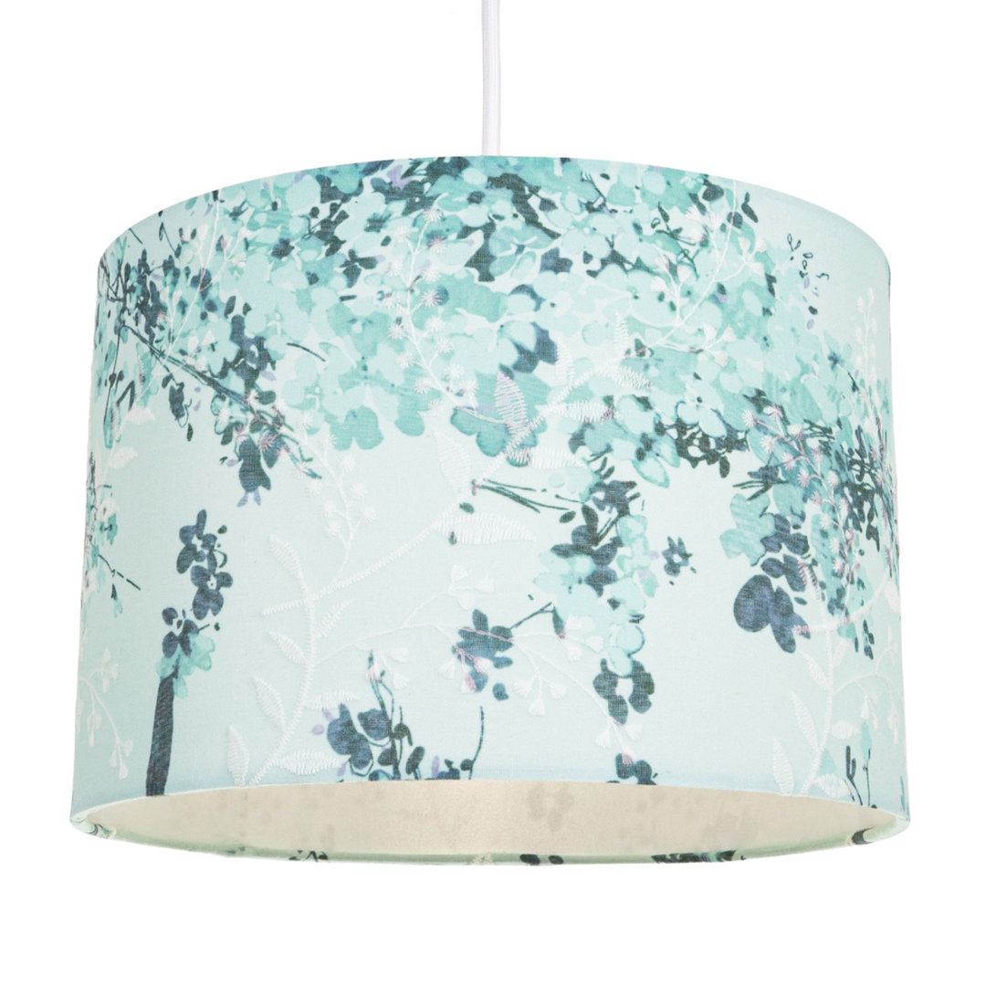 20cm H Cotton Drum Lamp Shade ( Screw On ) in Teal