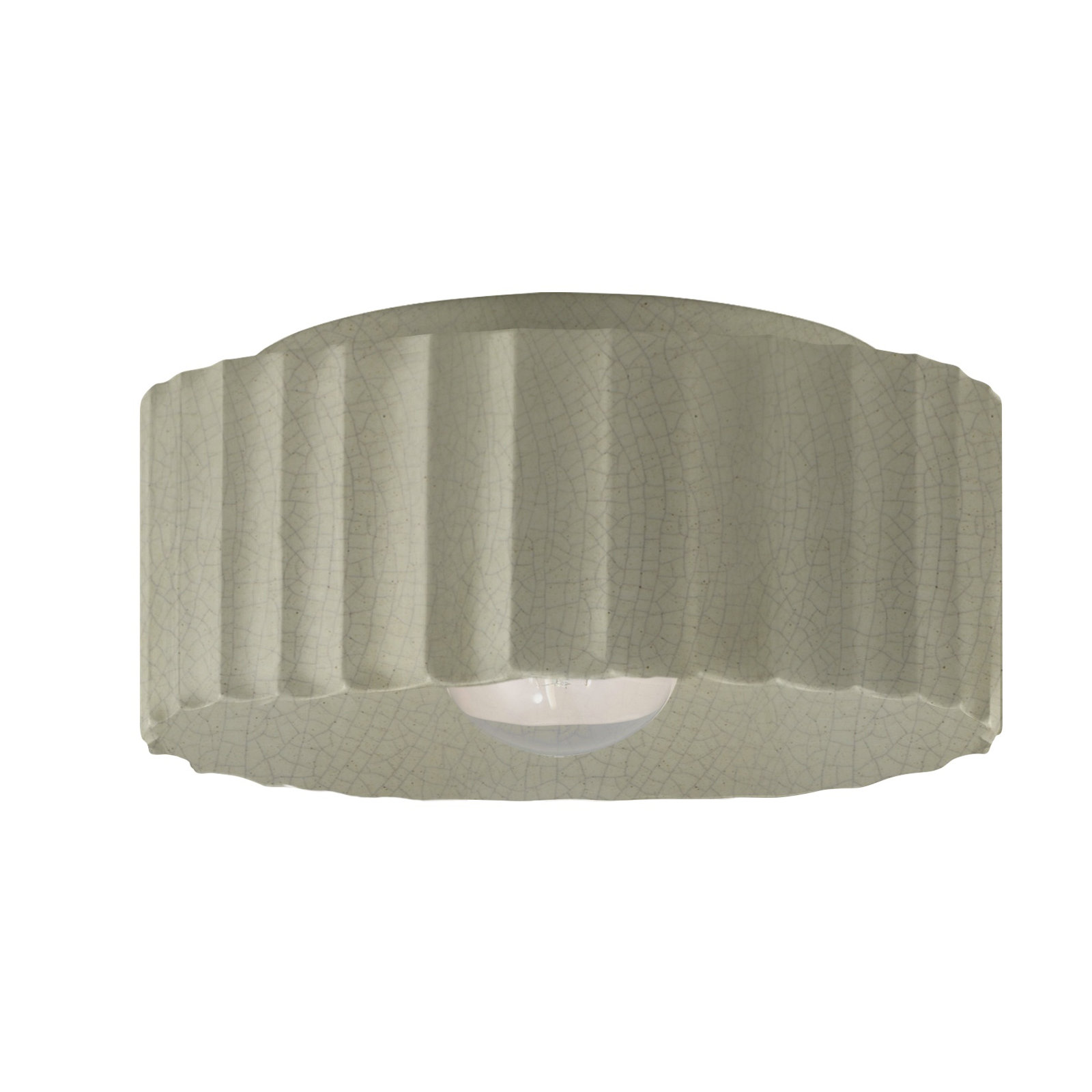 Colgate Single Light Ceramic Flush Mount, Celadon Green Crackle, 6.5" H x 13" W x 13" D