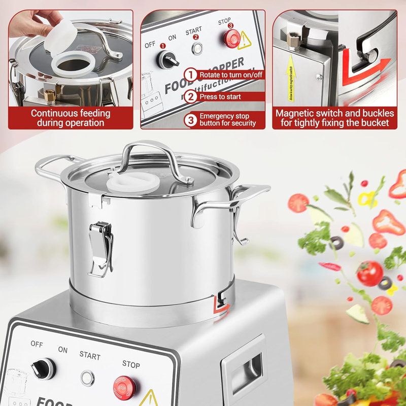 Robot culinaire commercial 1400 W, hachoir à viande électrique de 16 pintes, robot culinaire avec corps et lame en acier inoxydable, gants, brosse, 110 V