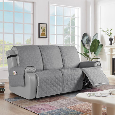 Wildee 3 Seat Waterproof Recliner Couch Covers, Sofa Covers Non-Slip With Elastic Straps Pocket For Dogs, Pets