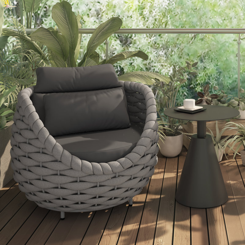 Templa Aluminum Round Outdoor Side Table, Dark Gray, Dark Gray