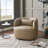 Faux Leather Upholstered Swivel Armchair With Ottoman-115270005