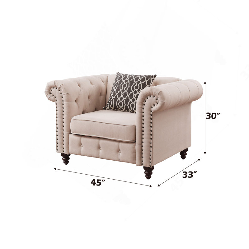 Beige Linen Chair W/Pillow