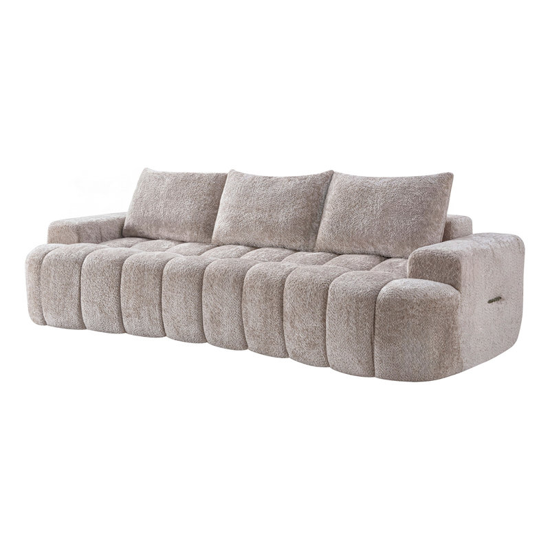Canapé modulaire compressé très large de 100 po à l'avant courbé, canapé Boucle 3 places en forme de nuage avec mousse à haute résilience, facile à déplacer et à expédier, canapé surdimensionné moderne pour le salon