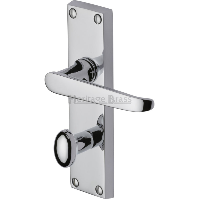 Heritage Brass Heritage Door Handle for Bathroom Victoria Design, Polished Chrome