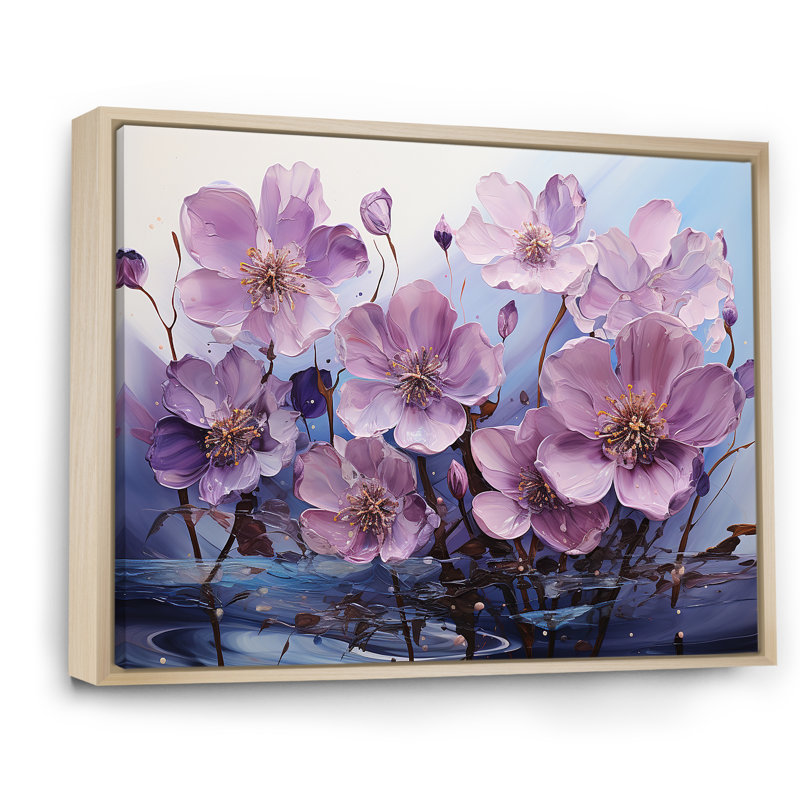 «Violet Flower Meadow Harmony I» sur toile, Cadre naturel flottant, H 12 po x l 20 po x P 1 po