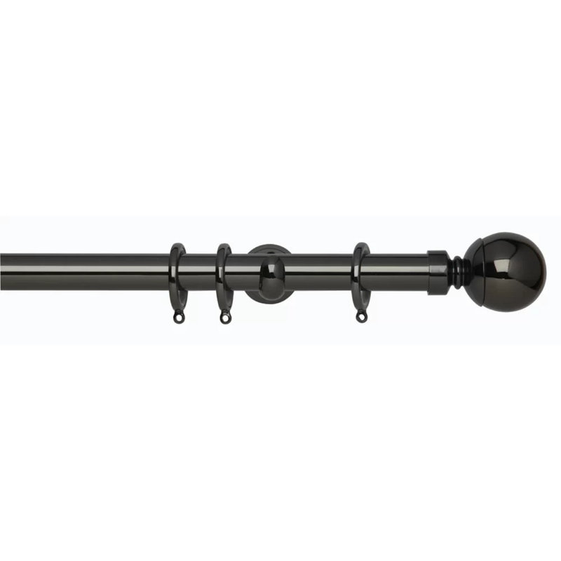 Single Curtain Pole, 2.8 cm H x 180 cm W, Black