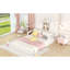 Lit double en bois avec tête de lit en forme de maison, blanc