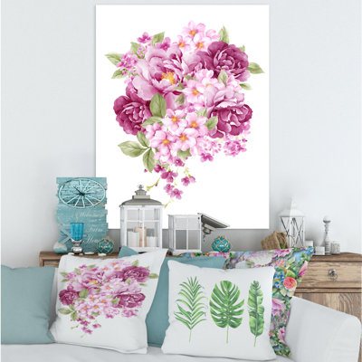 Fleurs roses rétro - peinture sur toile