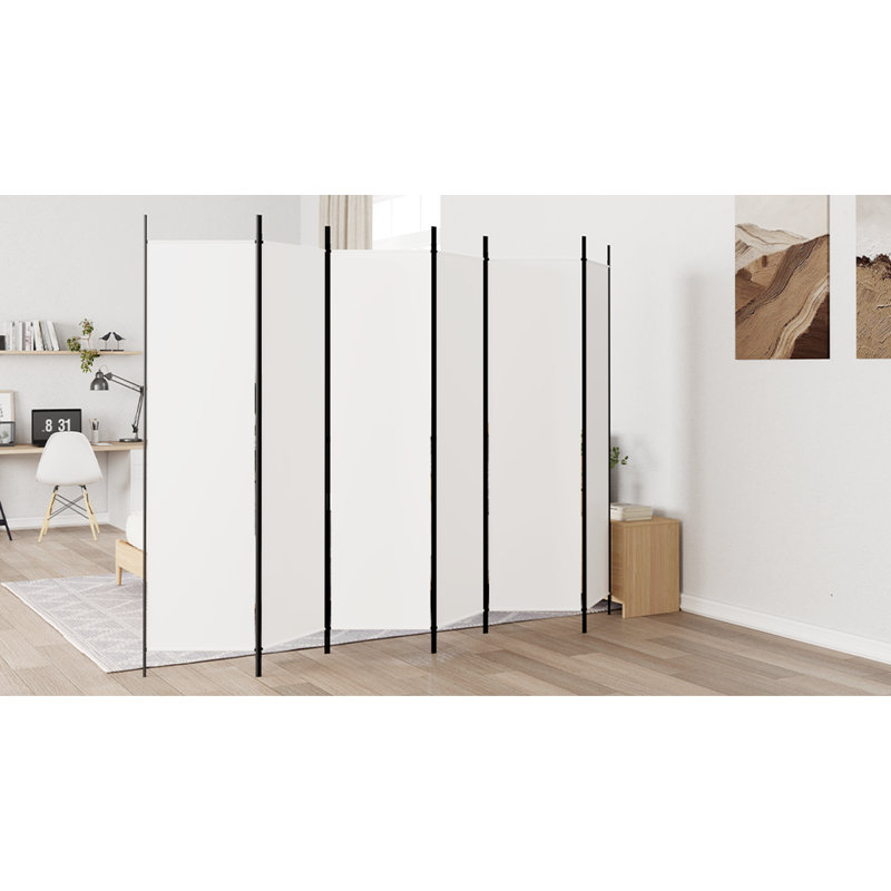 Kasimir Folding Room Divider, White, 6, 300cm W x 200cm H
