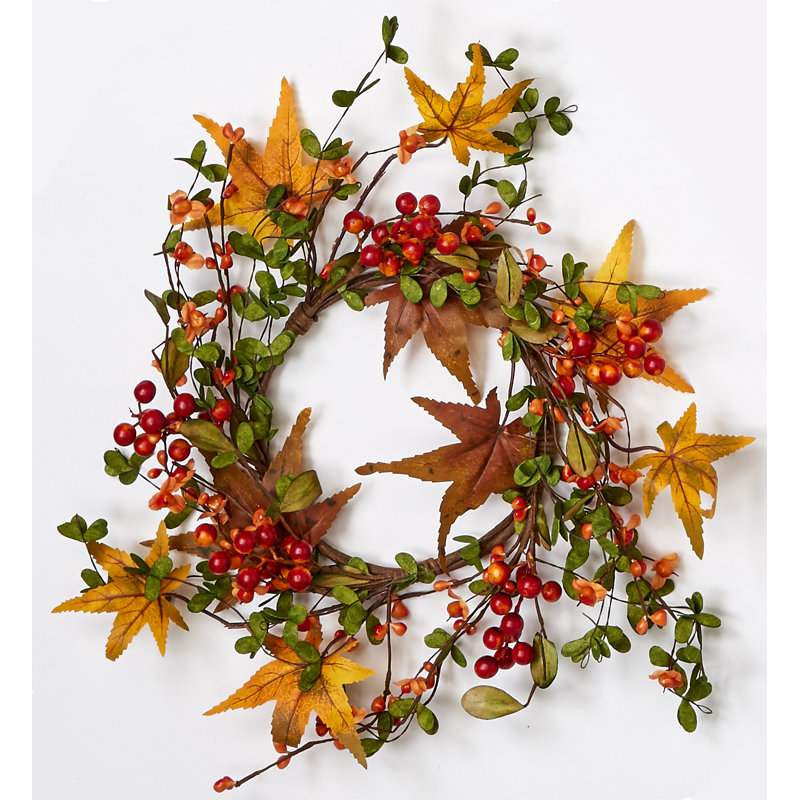 6.5" Inner Diameter Artificial Fall Berry and Leaf Candle Ring
