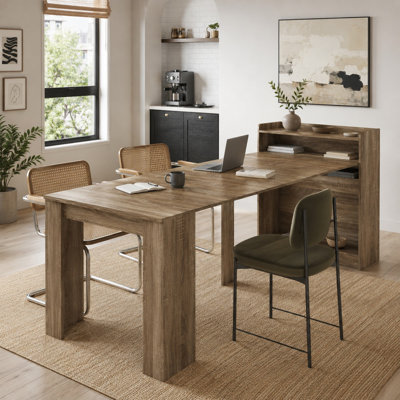 Extendable Dining Table with Storage Cabinet
