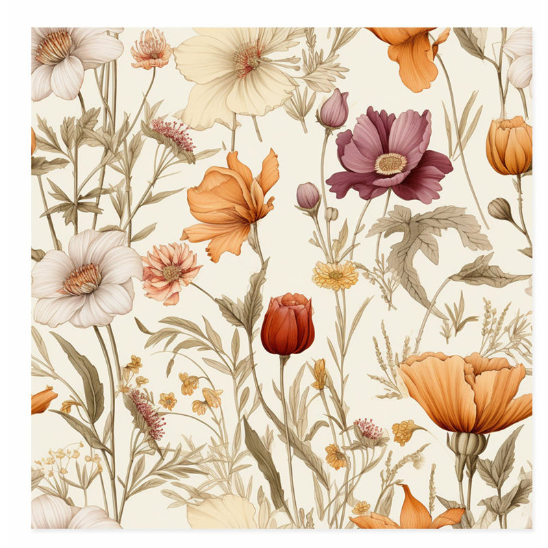 «Botanical Wildflowers», motif de chalet sans cadre, H 14 po x l 14 po