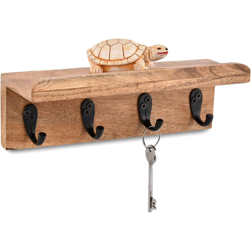 Worchester Wall Organizer with Key Hooks, 3.5cm H x 10cm W x 3.5cm D, Rustic Brown