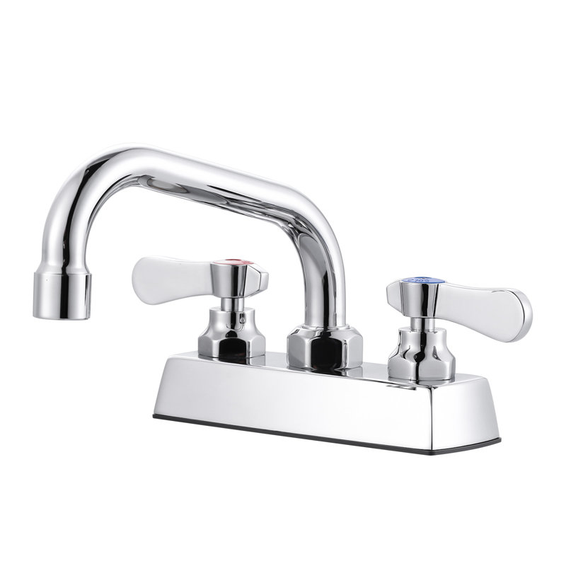 Robinet de lavabo 4 pouces à fixation sur le comptoir avec bec pivotant de 8 po et deux poignées leviers rotatives à 90 °