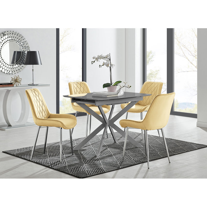 Drop Leaf Dining Set, 6, Mustard