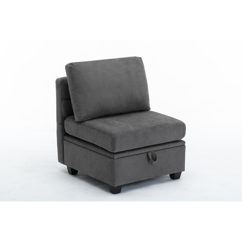 Toxi Upholstered  Armless Side Chair, Dark Gray 100% Polyester